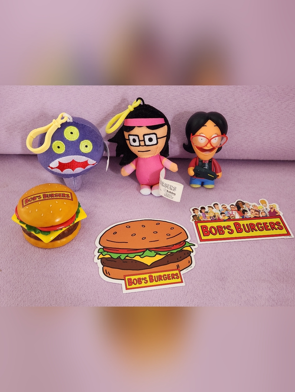 Bob's Burger Bundle Talking Burger Plush Keychains Stickers & Figure